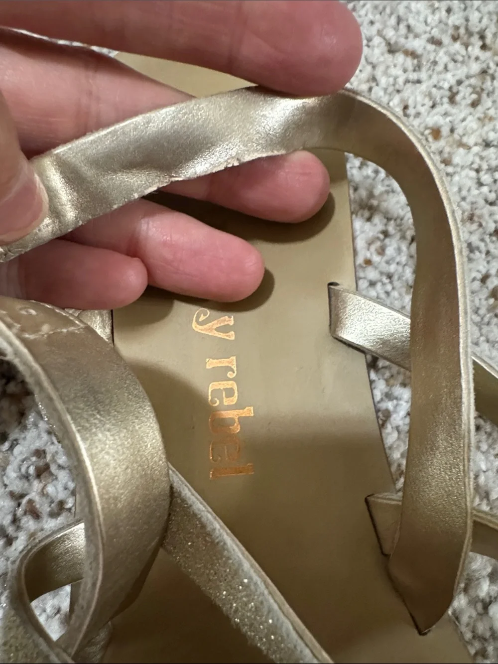 luxury rebel Leather Metallic Gold Strappy Flat Sandals